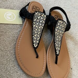 Daisy Fuentes Black and Tan Embellished Sandals